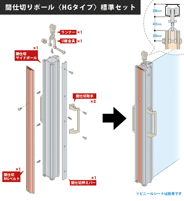 間仕切りポール HGタイプ｜業務用カーテンレール激安通販のスタイル