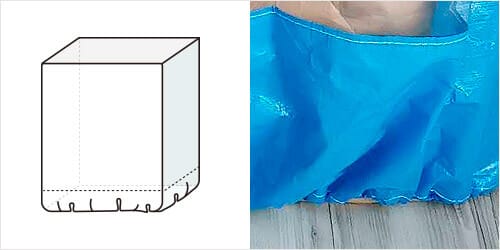 屋外・防水ビニールカバーオプションの裾ゴム加工