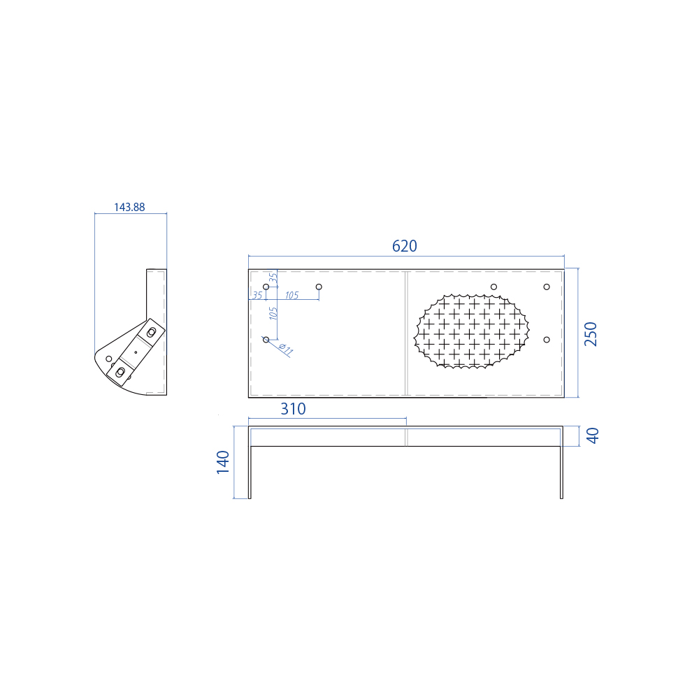 単管パイプ用階段ステップ【KP-620-250】プレート幅620mm