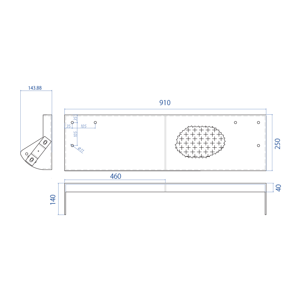 単管パイプ用階段ステップ【KP-910-250】プレート幅910mm