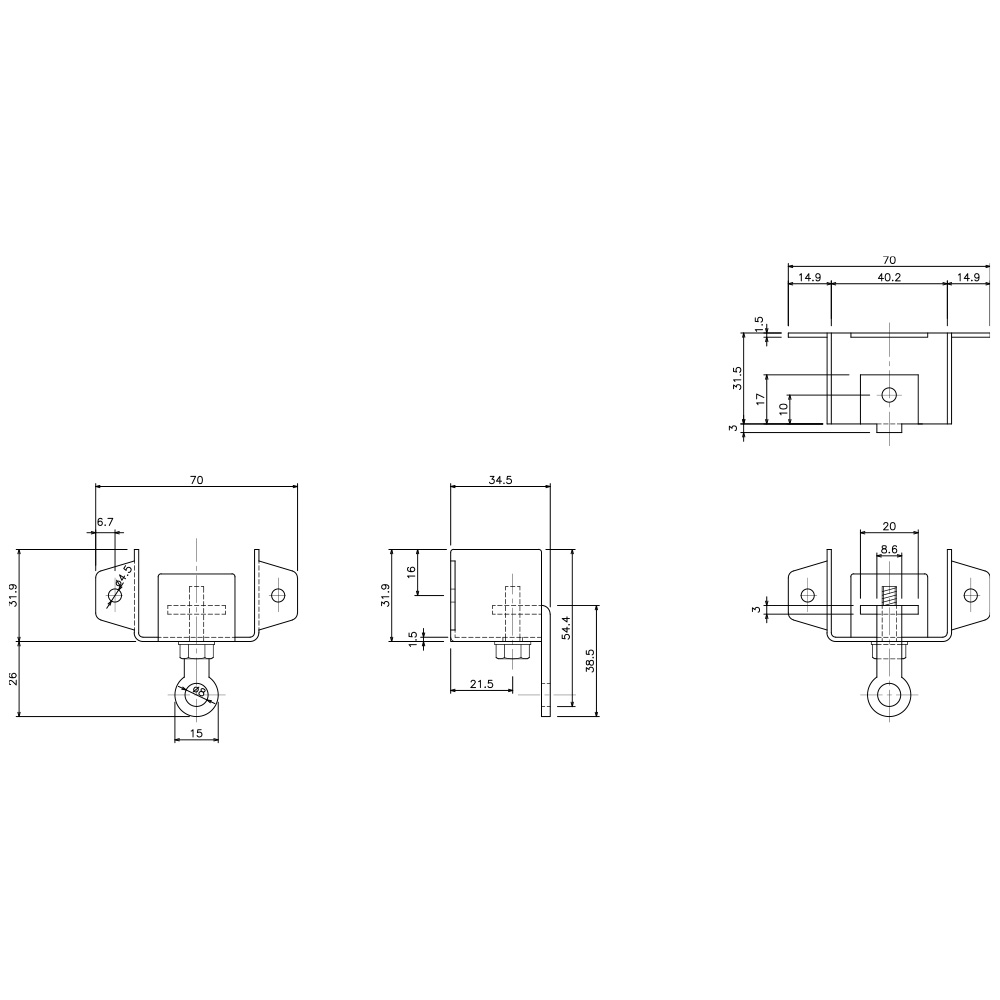GT40 壁付ソケット 寸法図