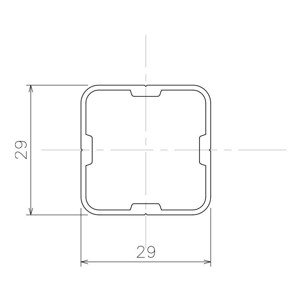 間仕切中間ポール/押えバータイプ/ブラック 寸法図