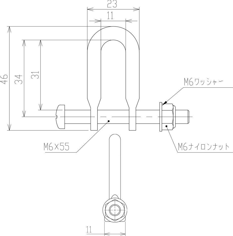GTZステンU継金具N 寸法図