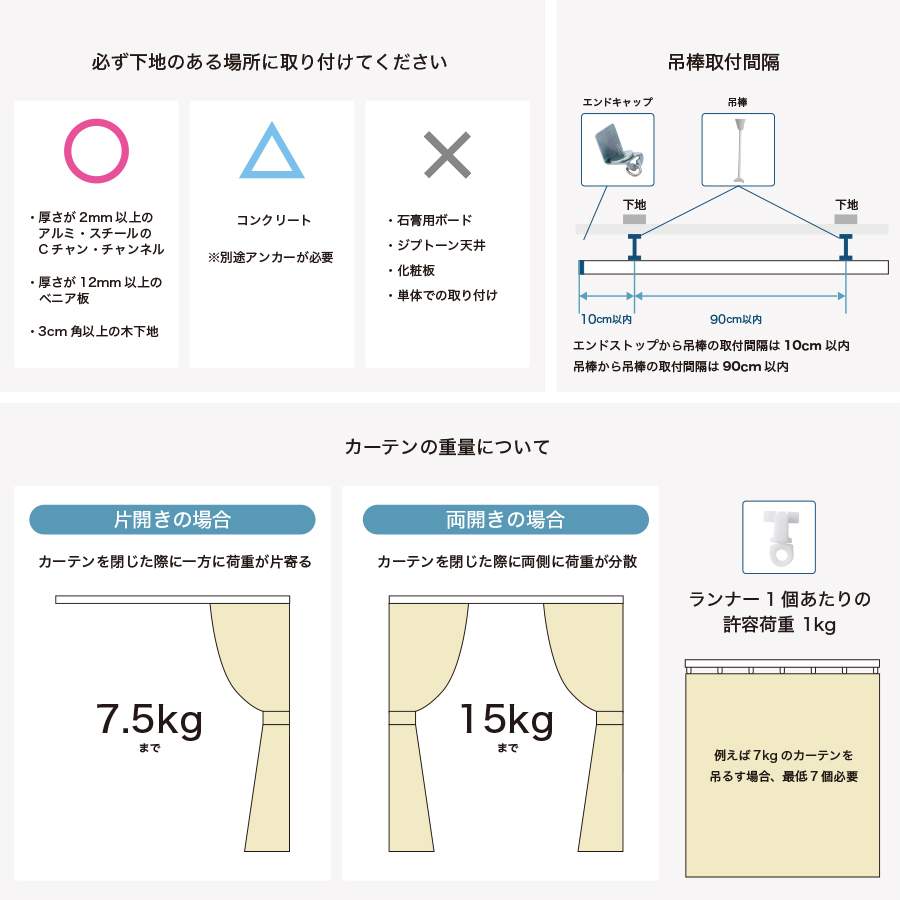 H型リブレール専用部材・ストレート吊棒直線セット