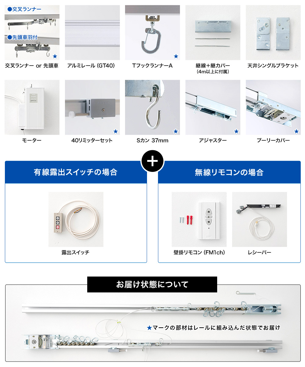 電動カーテンレールセット内容