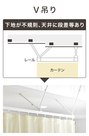 カーテンレール 取り付け方・吊り棒 V字